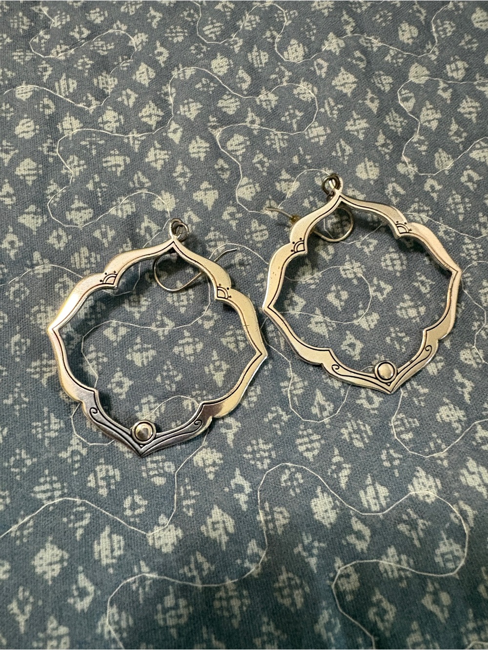 Brighton Sterling Silver Scalloped Hoop Earrings - Silver
